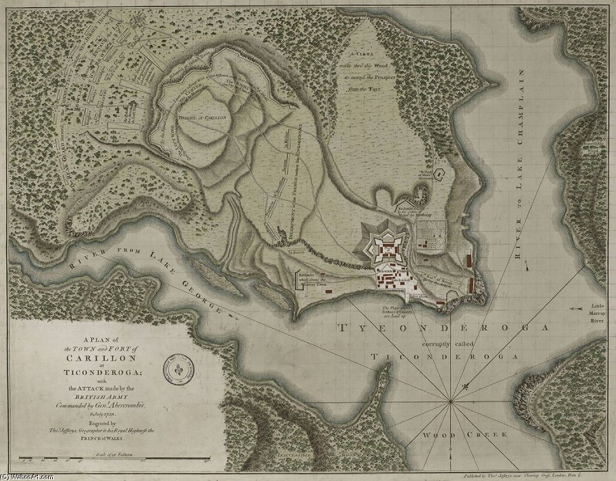 This Is A Period Map Showing The Forces Arrayed At The At (then Known As Fort Carillon) — Thomas Jefferys