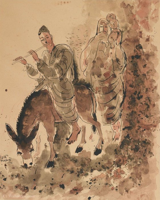 Flute Player With Family — Reuven Rubin