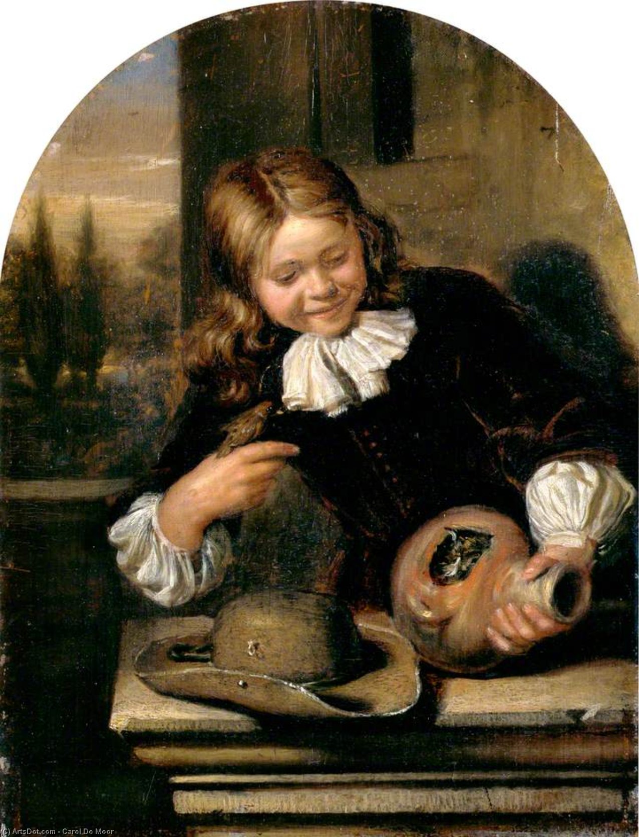 Boy With A Flagon And A Bird's Nest — Carel De Moor