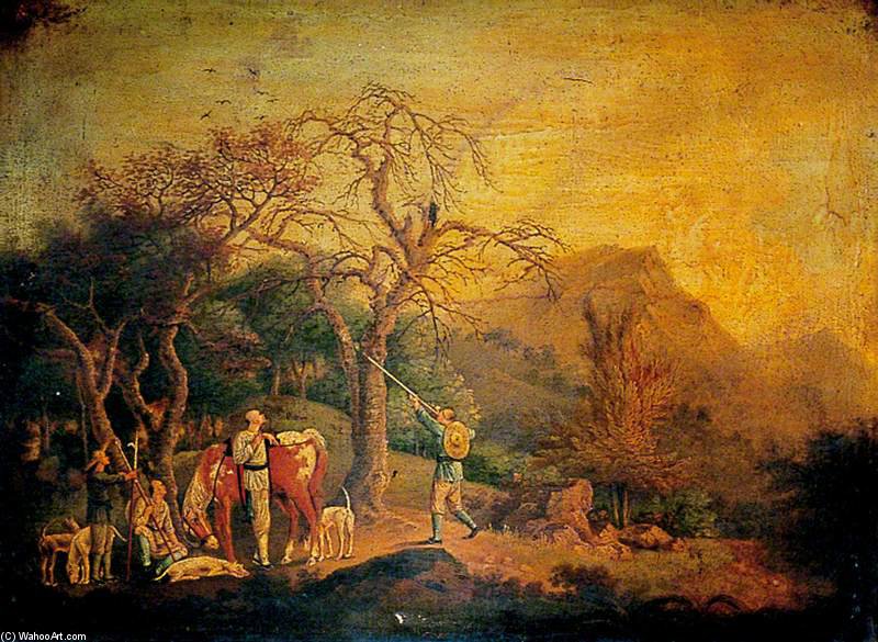 Hunting Piece, Horsemen Attended By Four Hounds — George Chinnery