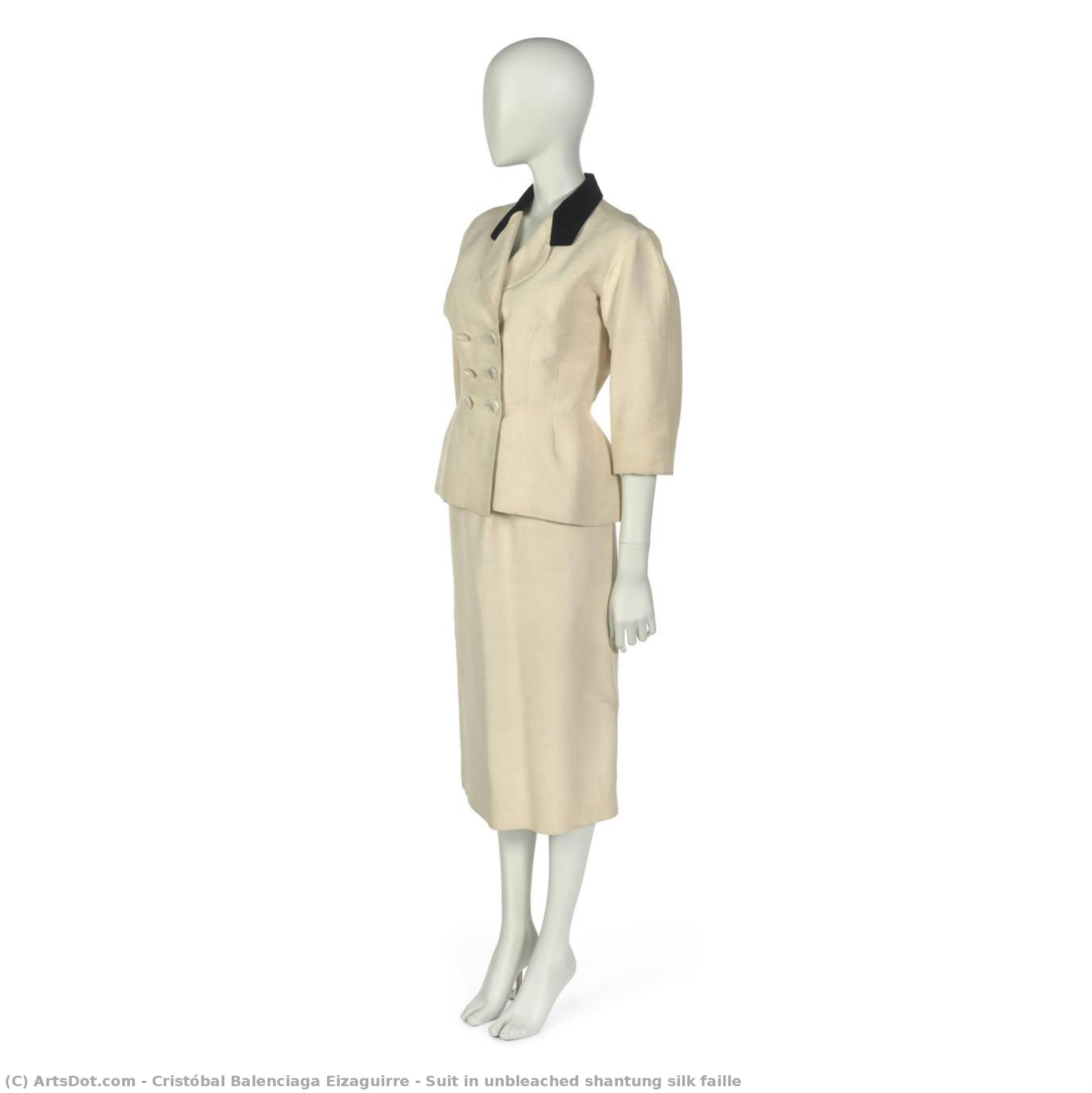 Suit In Unbleached Shantung Silk Faille — Cristóbal Balenciaga Eizaguirre