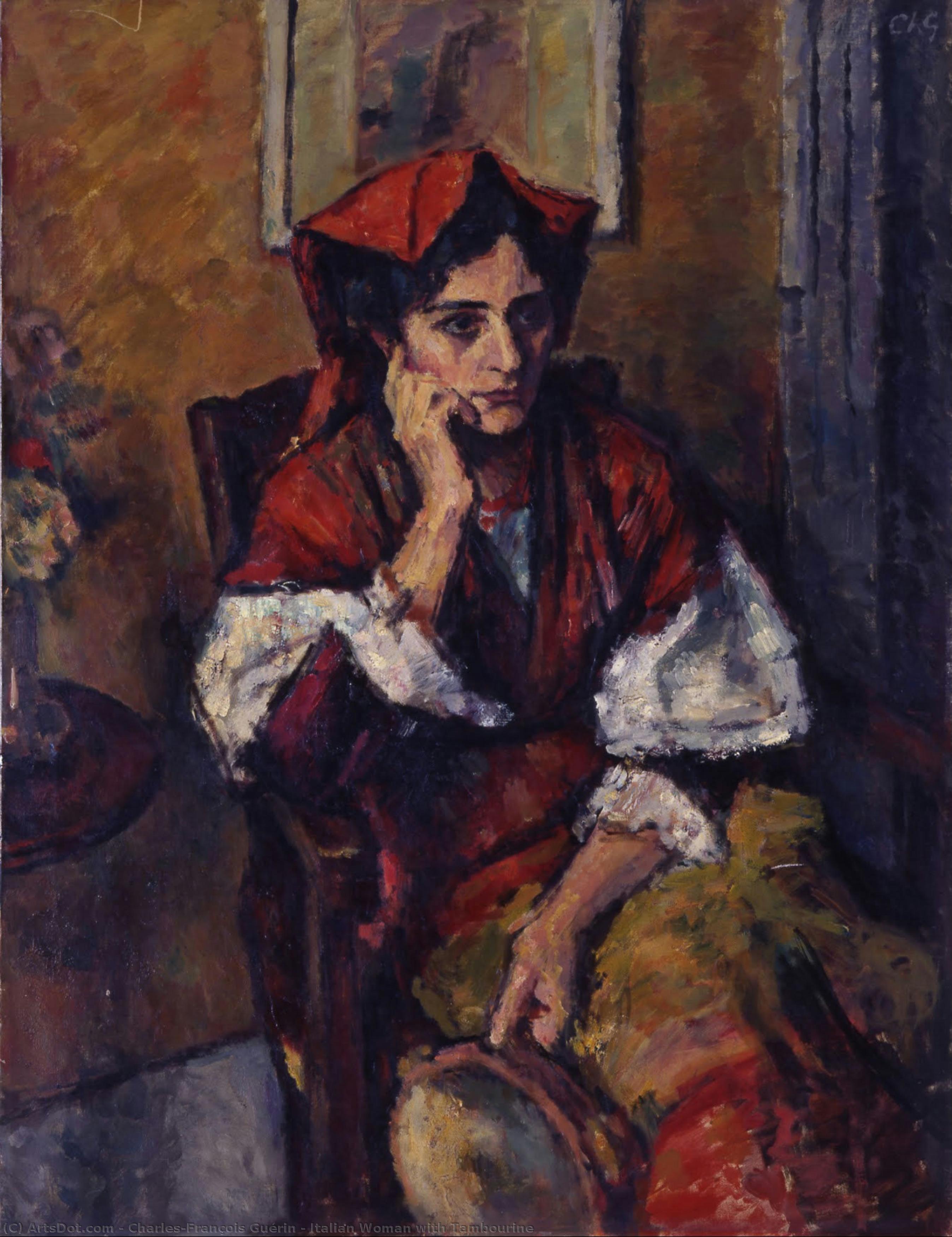 Italian Woman With Tambourine — Charles-françois Guérin
