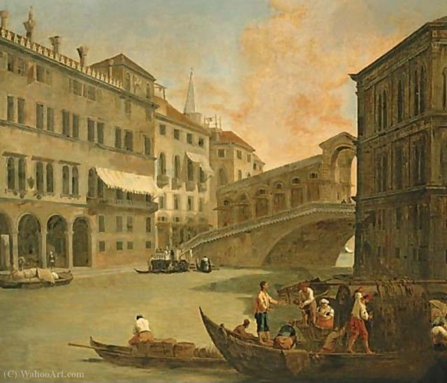 Venice, A View Of The Grand Canal With The Rialto Bridge From The North — Johan Richter