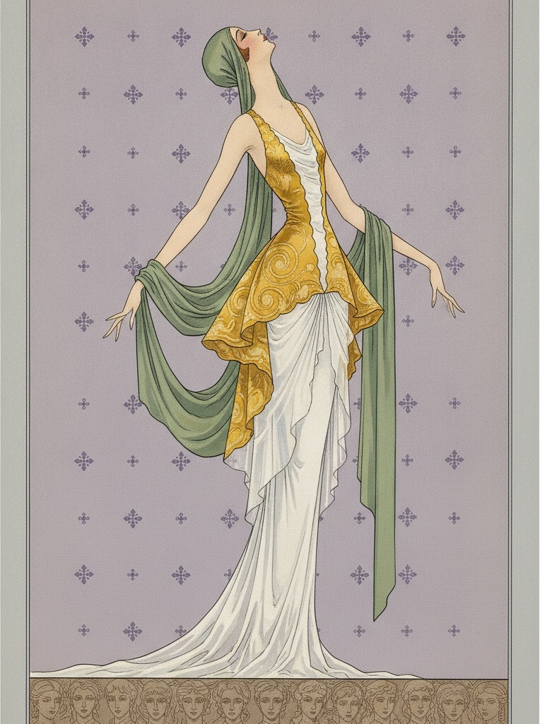 Sage Drapery And Gilded Motifs In Lavender Grey — Valentin Laurent De Courcey