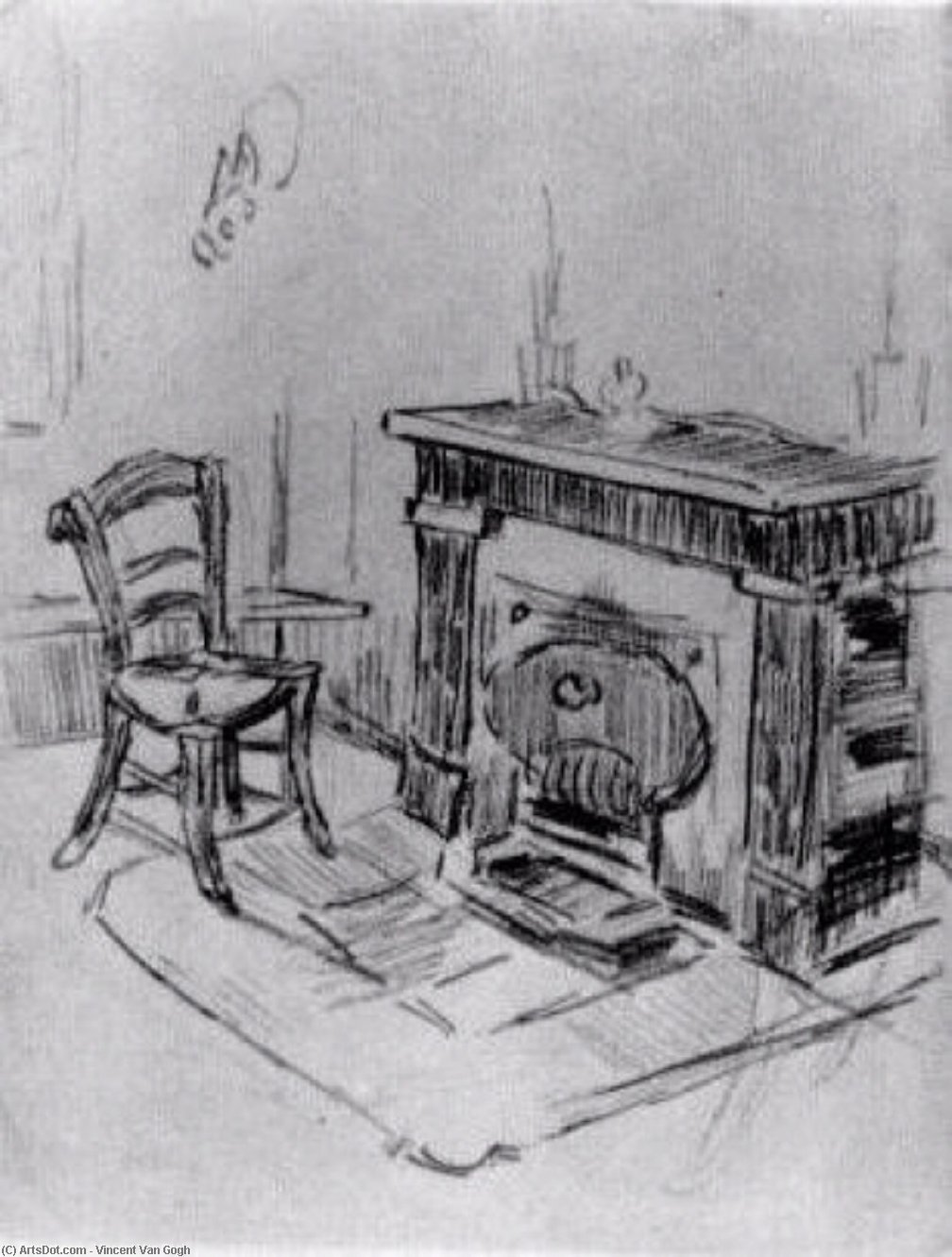 Mantelpiece With Chair — Vincent Willem Van Gogh