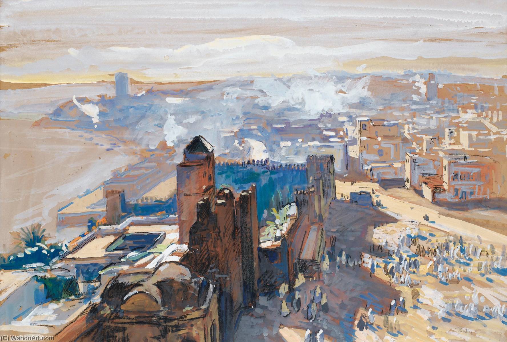 Vue De Rabat Sale, Le Port De Rabat Vu Des Toits De La Ville — Henri Jean Pontoy
