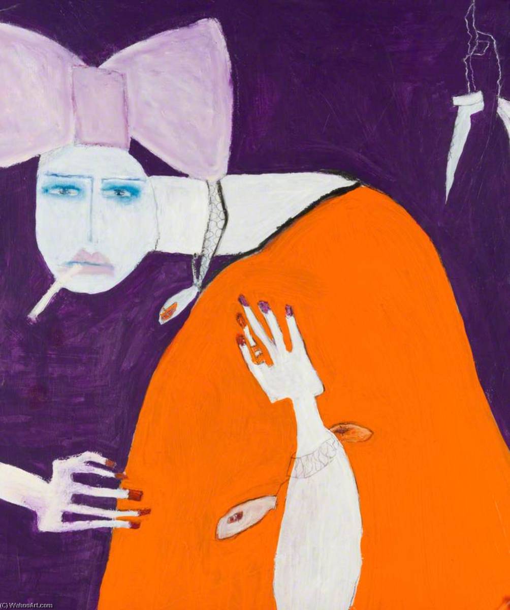 Woman In Orange With A Pink Bow (verso) — Pat Douthwaite