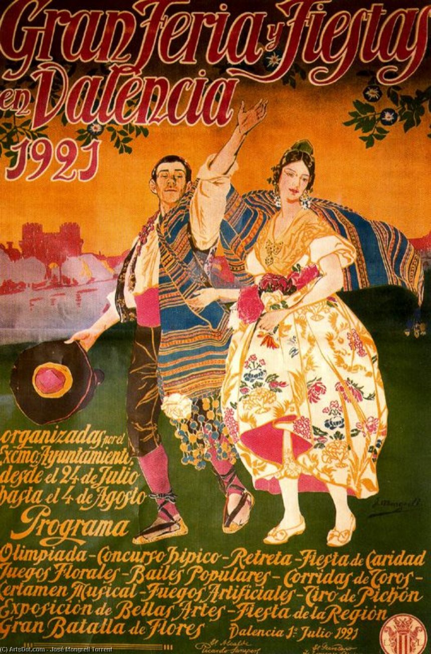 Poster For Feria De Julio, Gran Feria Y Fiestas En Valencia — José Mongrell Torrent