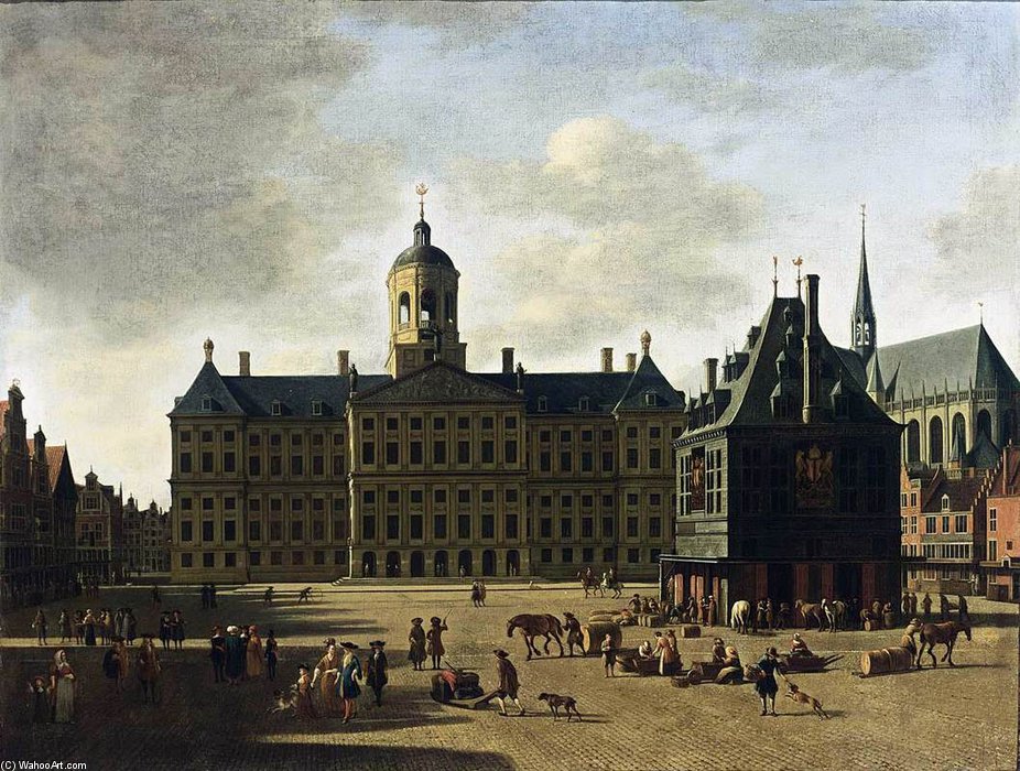 Amsterdam View Of The Dam With The Town Hall — Gerrit Adriaenszoon Berckheyde