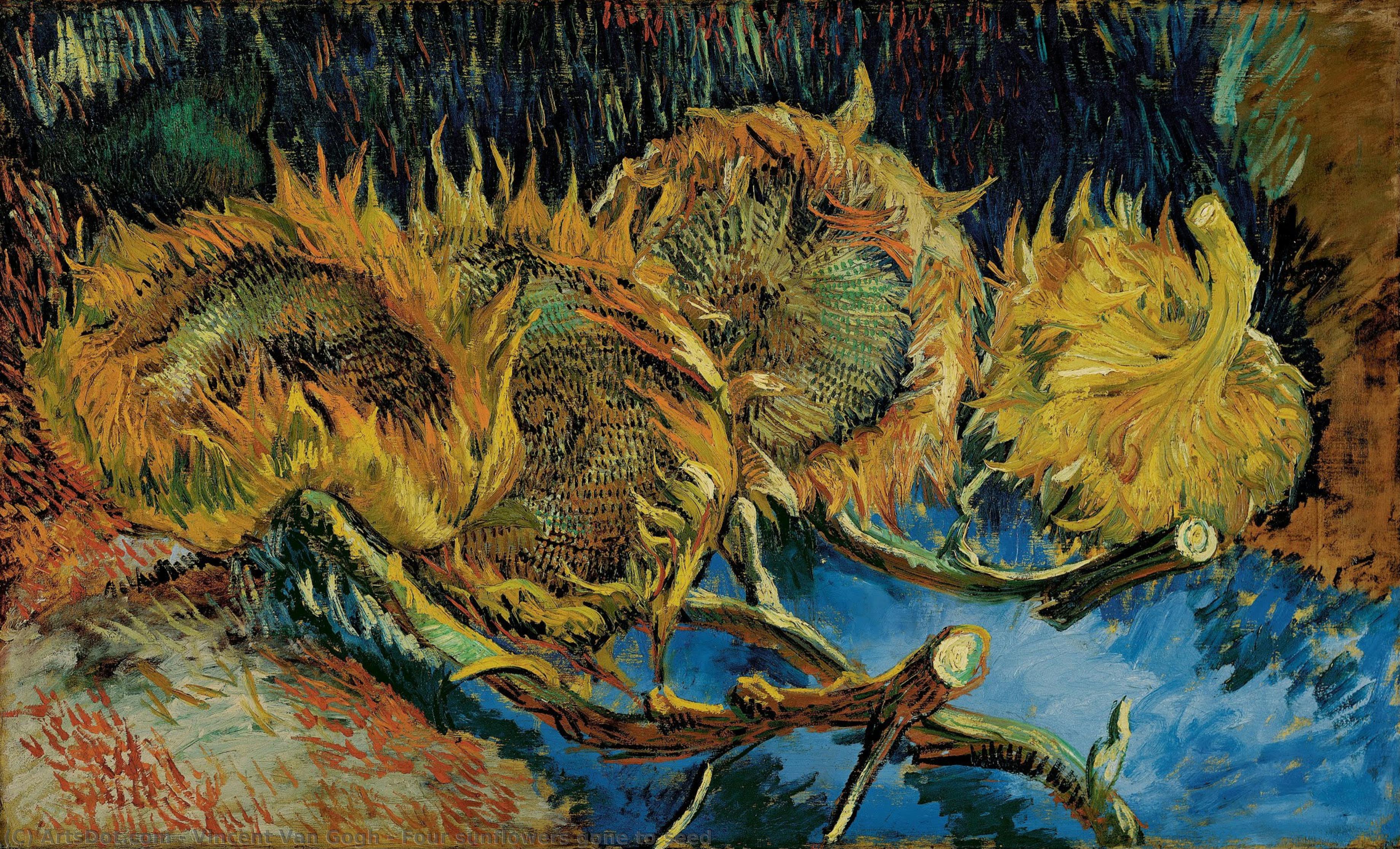 Four Sunflowers Gone To Seed — Vincent Willem Van Gogh