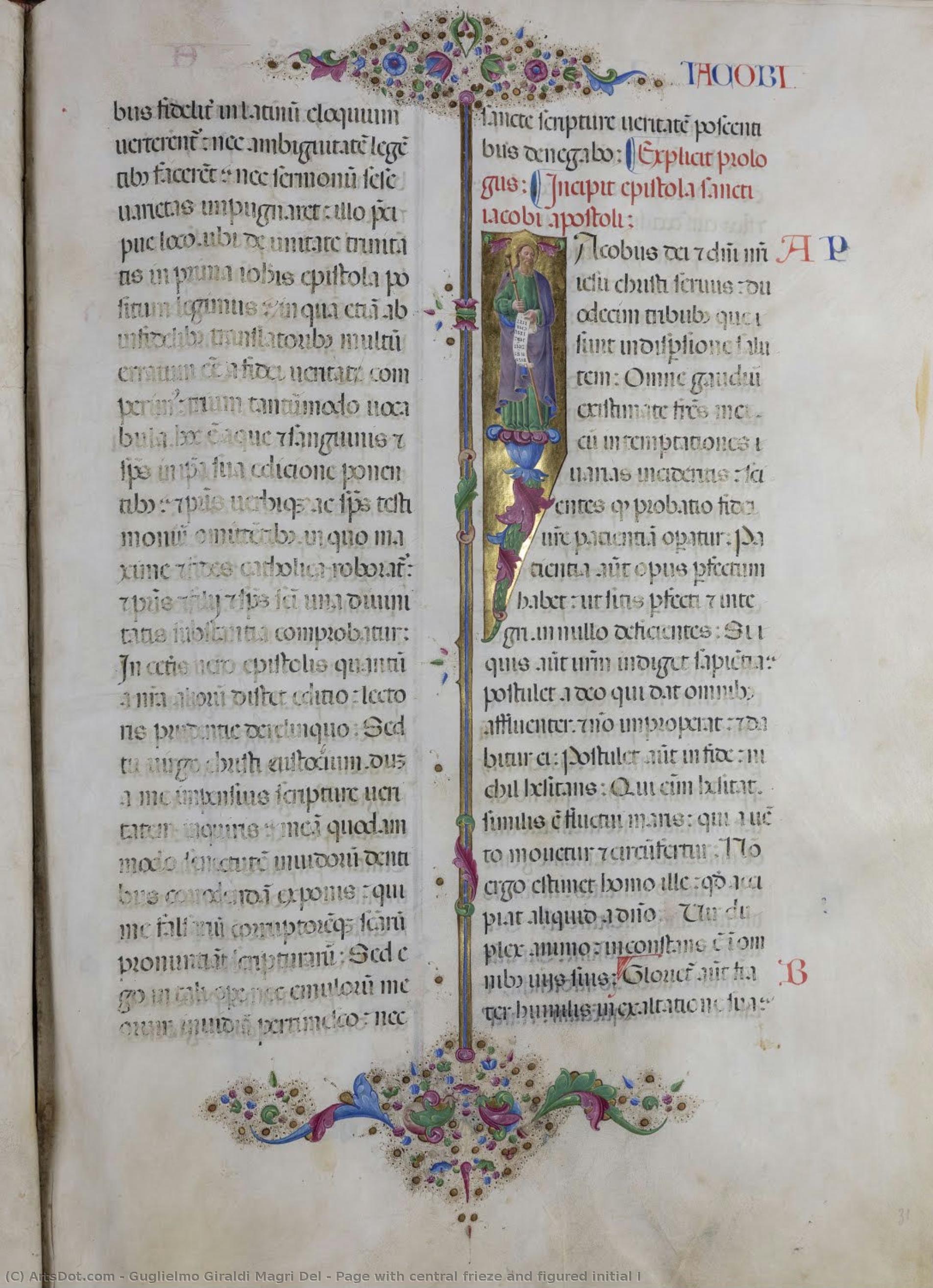 Page With Central Frieze And Figured Initial I — Guglielmo Giraldi Magri Del