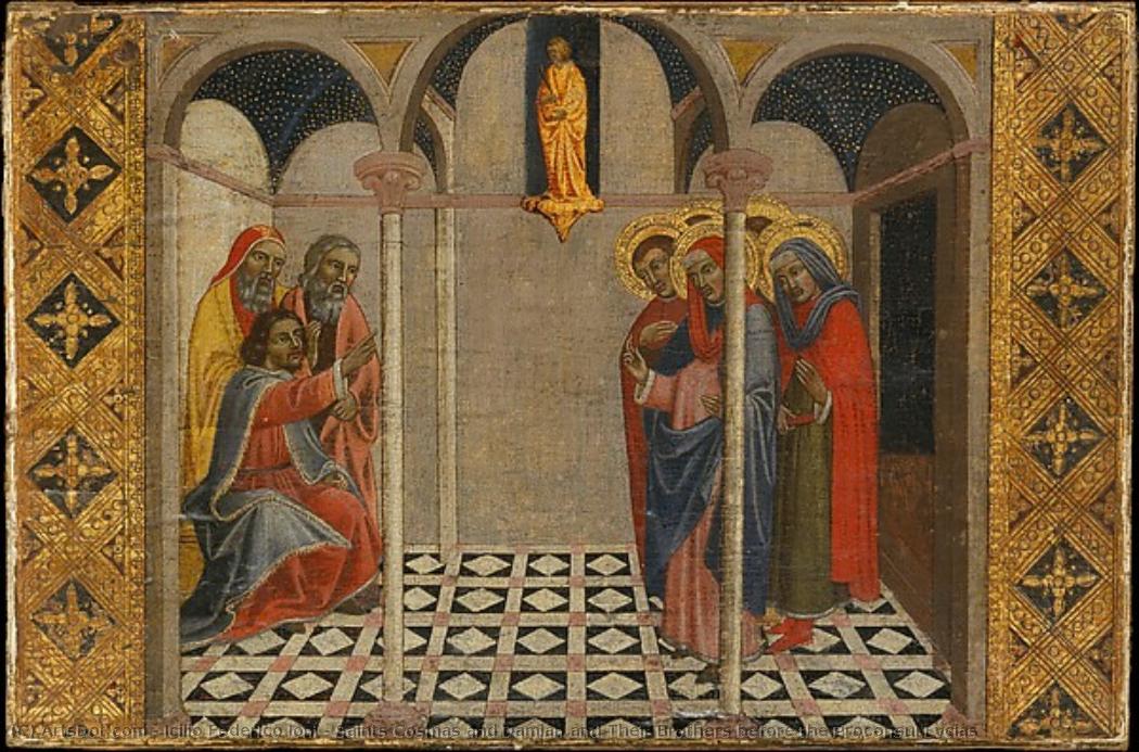 Saints Cosmas And Damian And Their Brothers Before The Proconsul Lycias — Icilio Federico Ioni