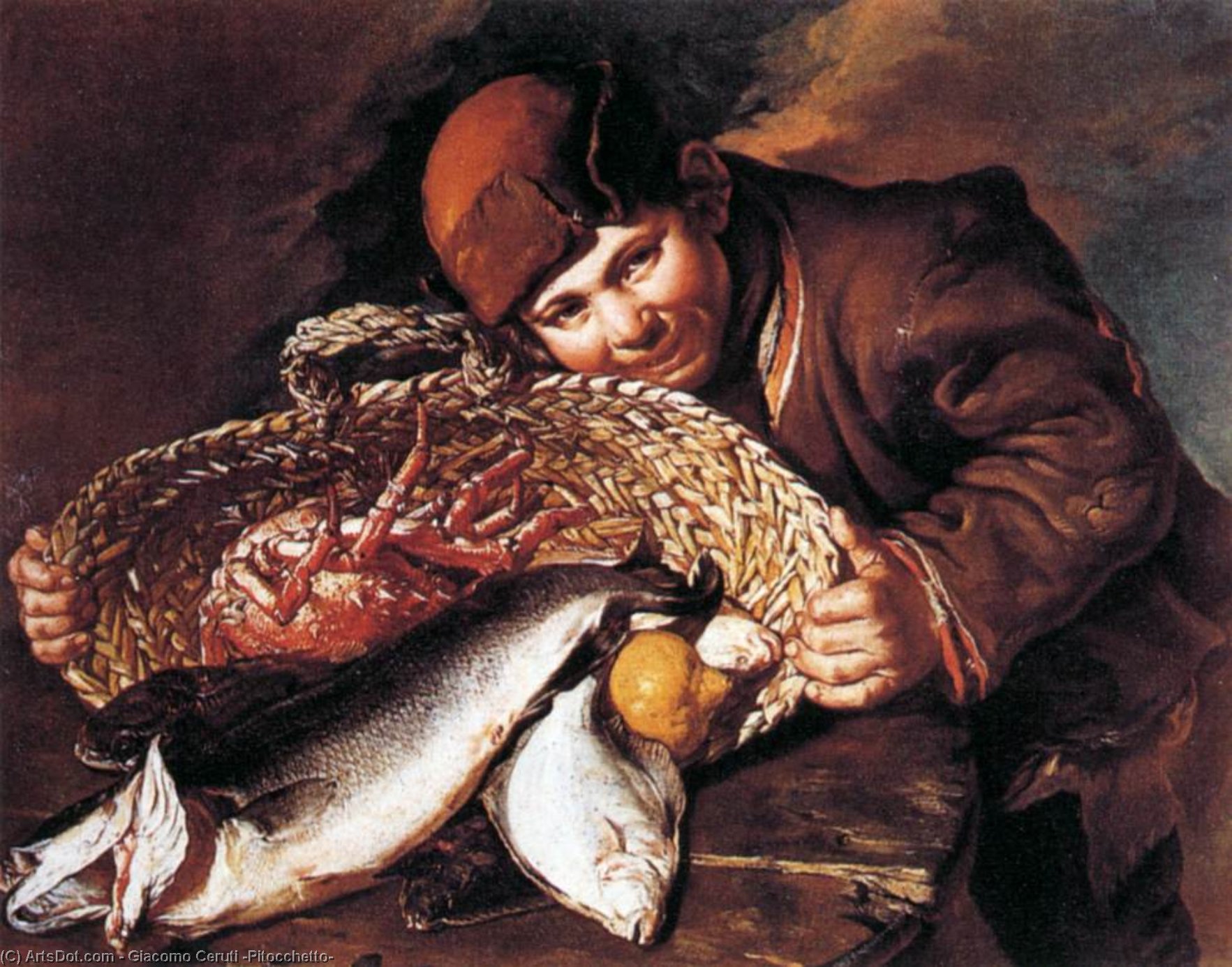 Boy With A Basket Of Fish — Giacomo Ceruti (pitocchetto)