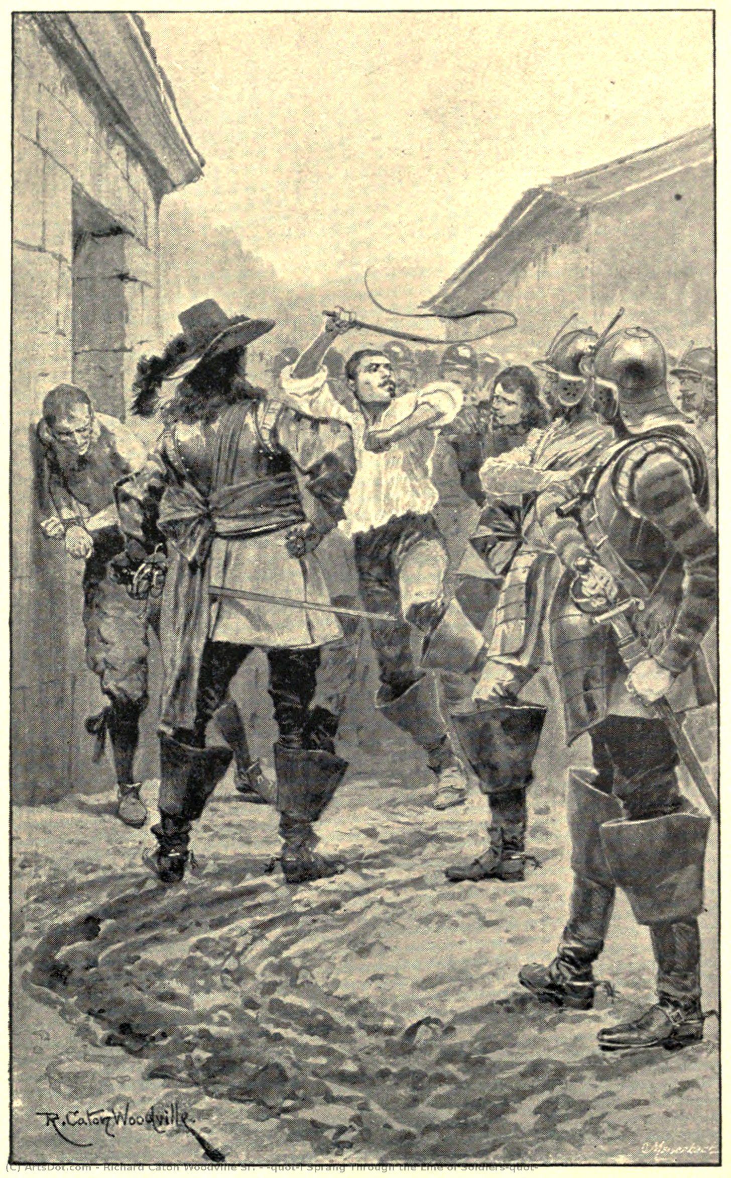 "i Sprang Through The Line Of Soldiers" — Richard Caton Woodville