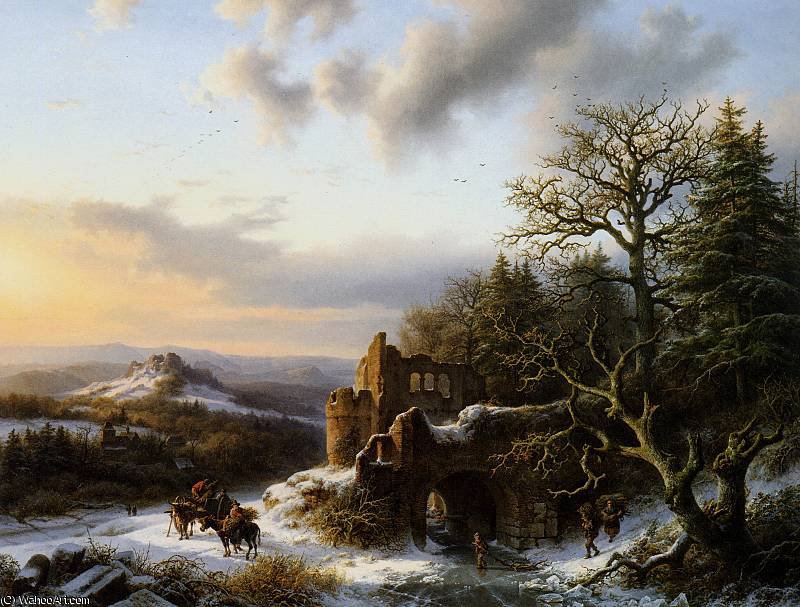 Winterlandscap With Ruin — Hendrik Barend Koekkoek
