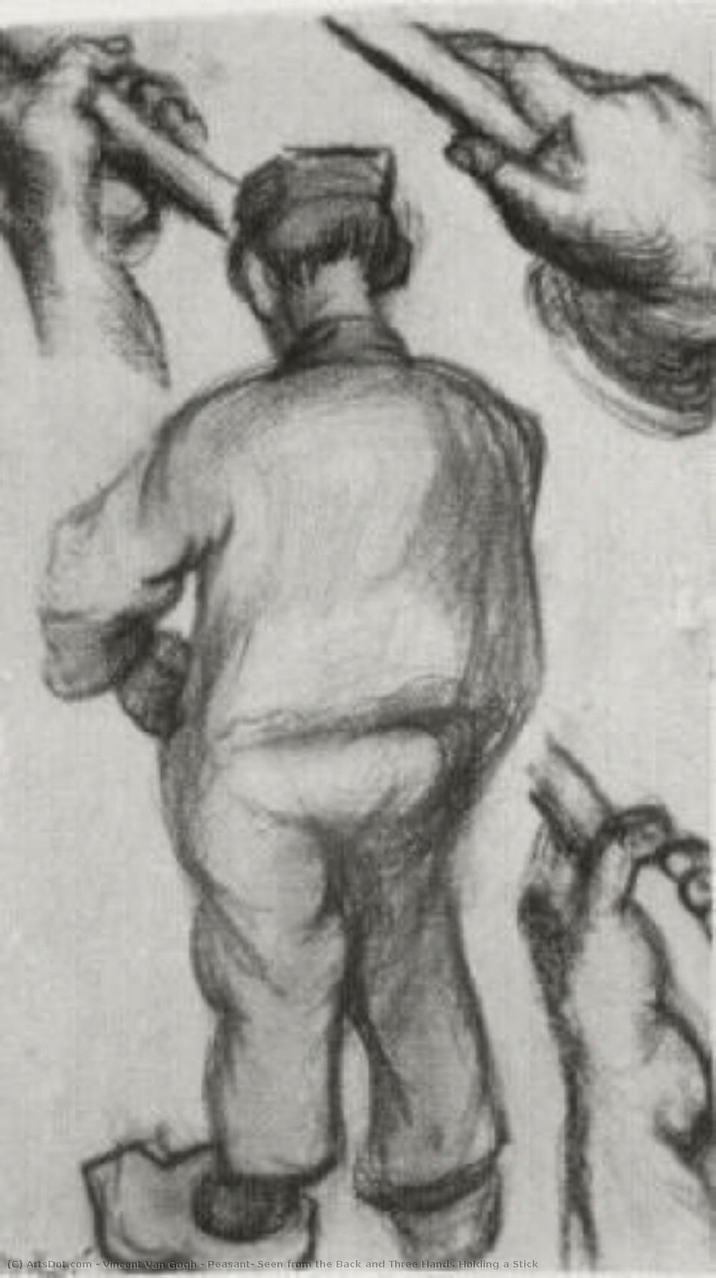 Peasant, Seen From The Back And Three Hands Holding A Stick — Vincent Willem Van Gogh