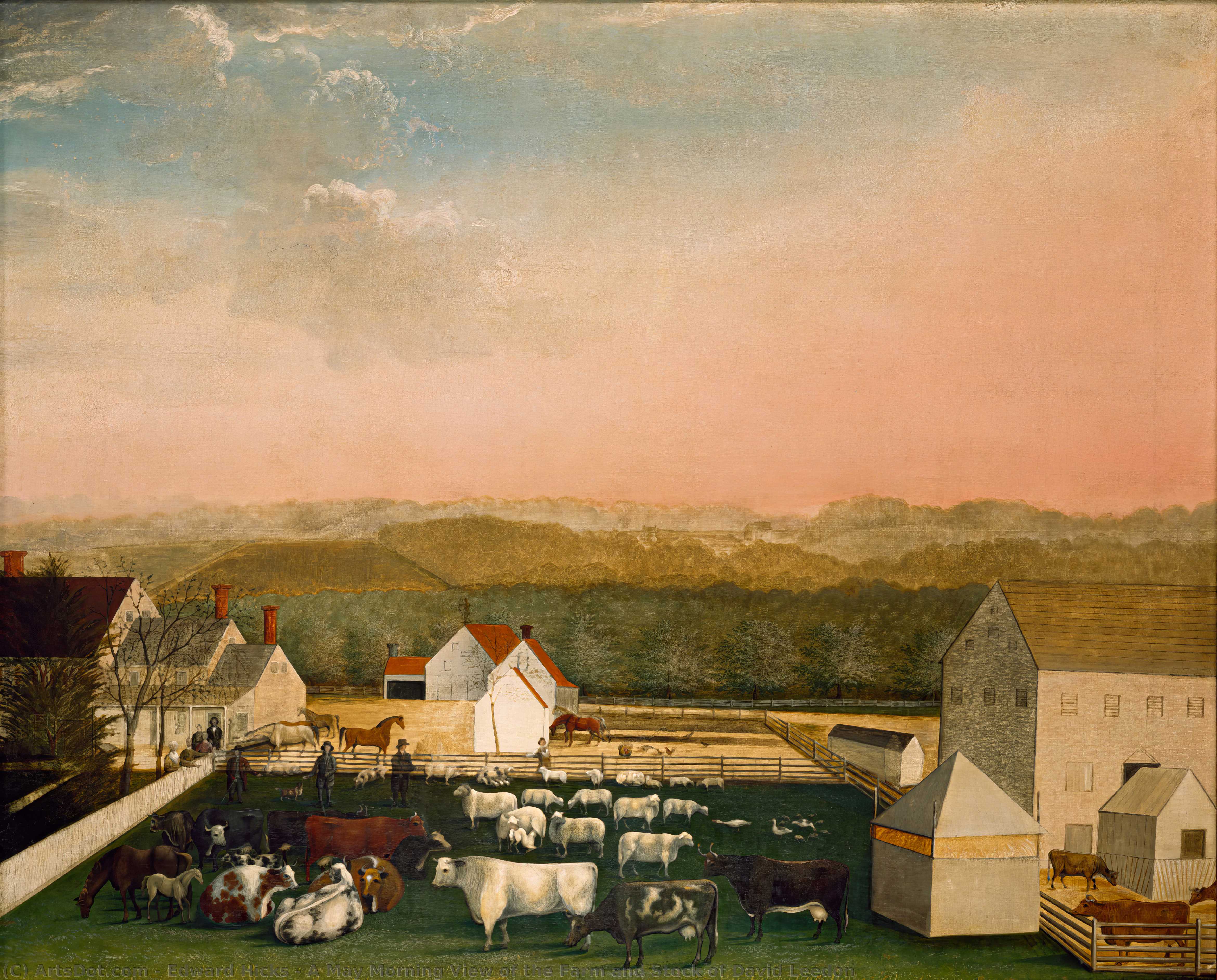A May Morning View Of The Farm And Stock Of David Leedon — Edward Hicks