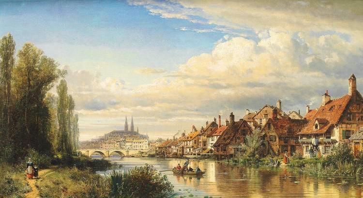 Blick Über Die Donau Auf Regensburg — Charles Euphraisie Kuwasseg