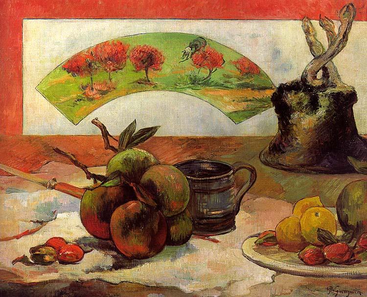 Stillleben Mit Einem Fächer — Eugène Henri Paul Gauguin