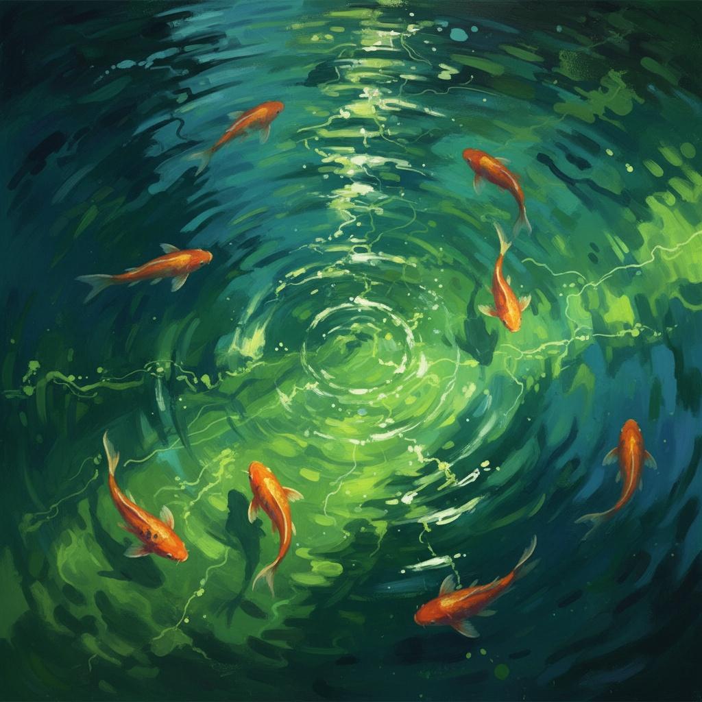 Radiant Embers In Emerald Depths: A Singular Vision Of Fluid Serenity — Christian Noiret