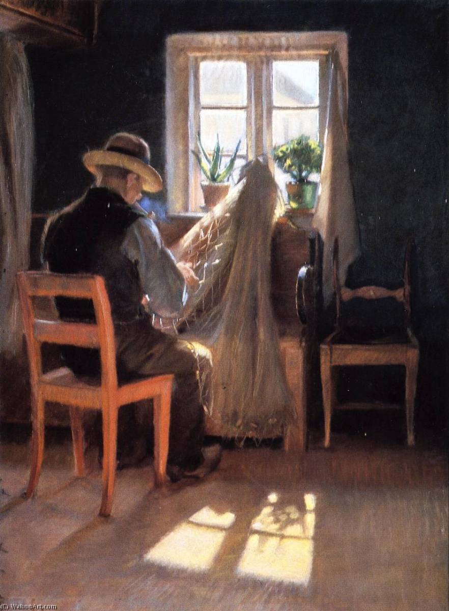 Fisherman Kræn Wollesen Mending The Net — Anna Kirstine Ancher