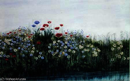 Poppies By A Stream — Andrew Nicholl