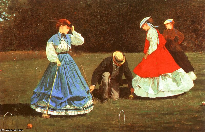 The Croquet Game, Oil On Canvas, The Art Institu — Winslow Homer