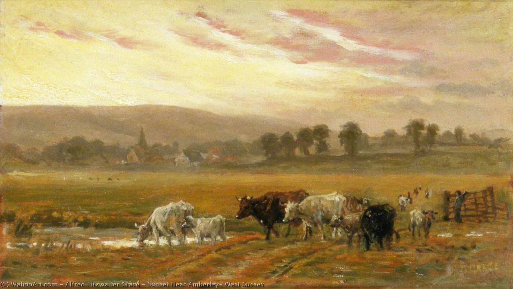 Sunset Near Amberley, West Sussex — Alfred Fitzwalter Grace