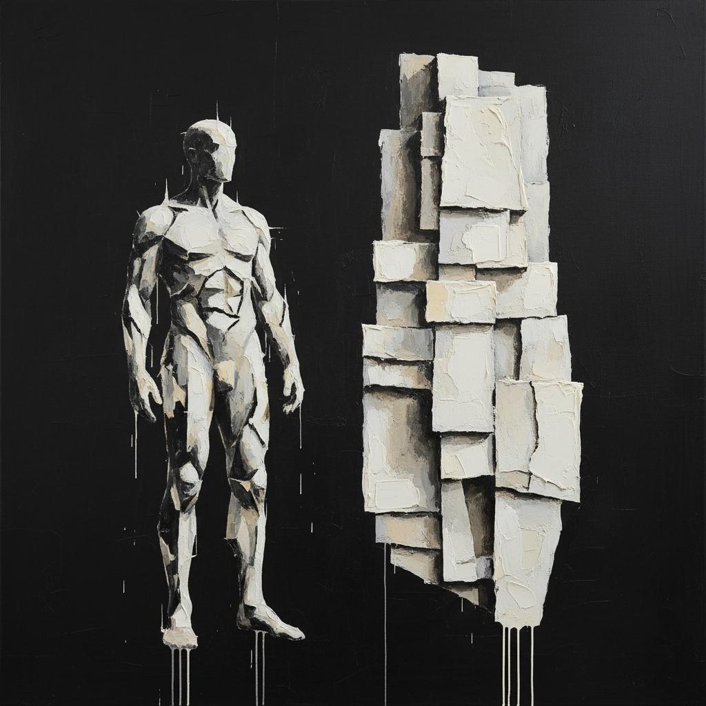 Fragmentierter Monolith: Eine Singuläre Studie Von Einsamkeit Und Skulpturalem Schatten — Laurent Fabre