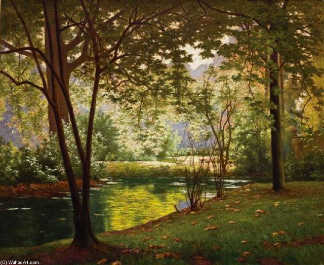 Bord De Rivière Ensoleillé — Henri Biva