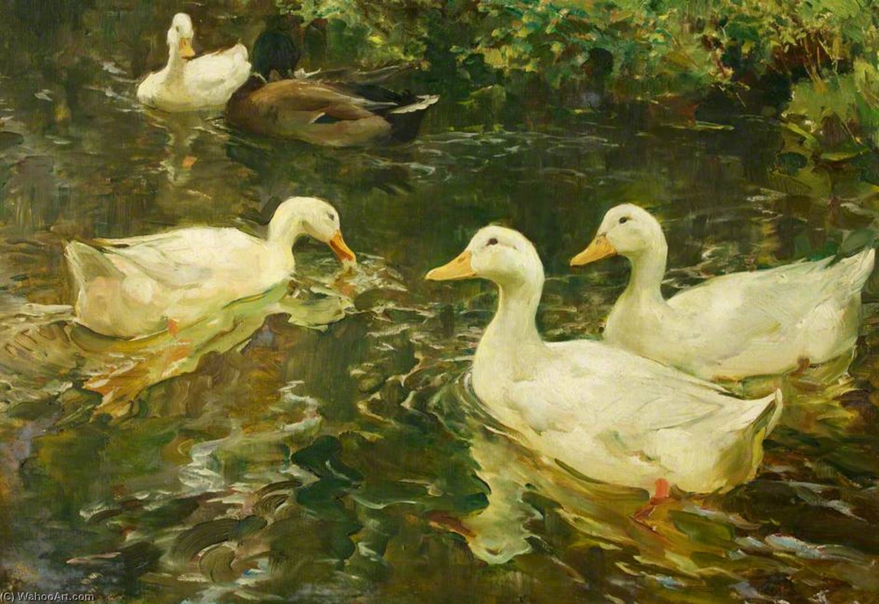 Ducks On The Water Study For 'the Stream At Clapper Mill, Lamorna' — Charles Walter Simpson