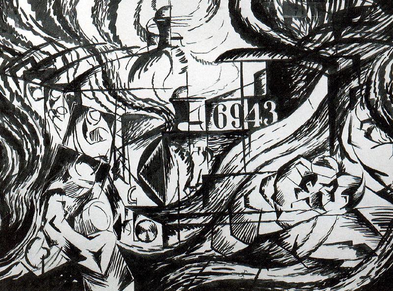 Zeichnung Nach ‘stimmungen: Abschiede’ — Umberto Boccioni