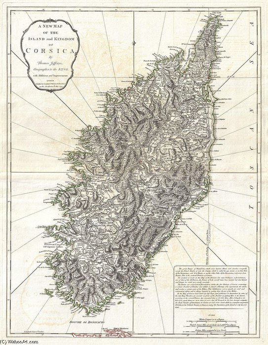 A New Map Of The Island And Kingdom Of Corsica — Thomas Jefferys