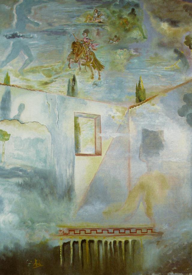 Gala In A Patio Watching The Sky, Where The Equestrian Figure Of Prince Baltasar Carlos And Several Constellations (all) Appear, After Velazquez, 1981 — Salvador Dalí