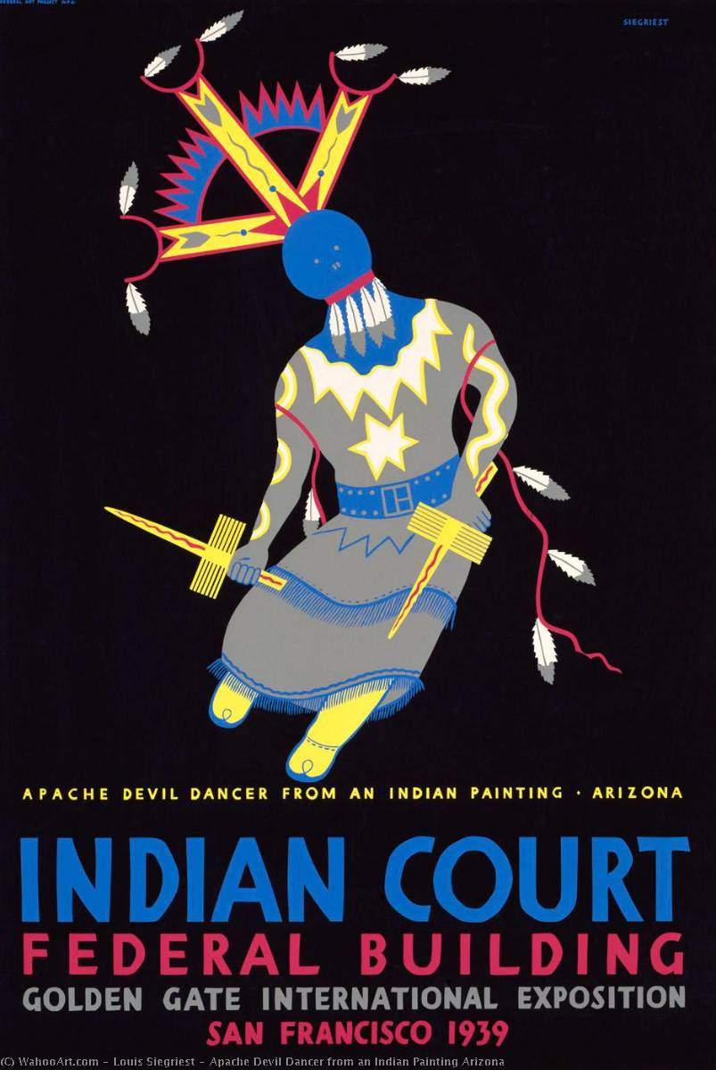 Apache Devil Dancer From An Indian Painting Arizona — Louis Siegriest