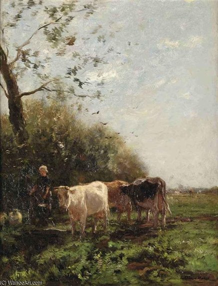 A Farmer's Wife With Grazing Cows — Willem Maris