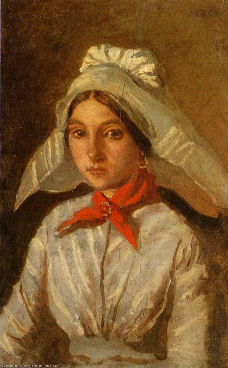 Young Girl With A Large Cap On Her Head — Žan-batist Kamil Korote