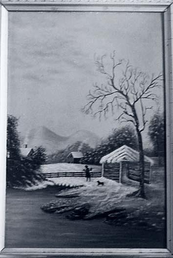 Winter Scene With Man And Dog, (painting) — William Woodruff Gibbs