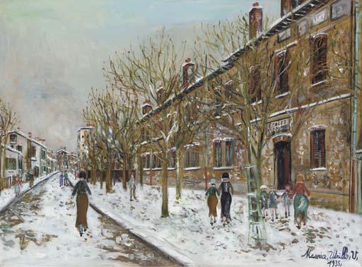 Communal School In Bobigny, In The Snow — Maurice Utrillo