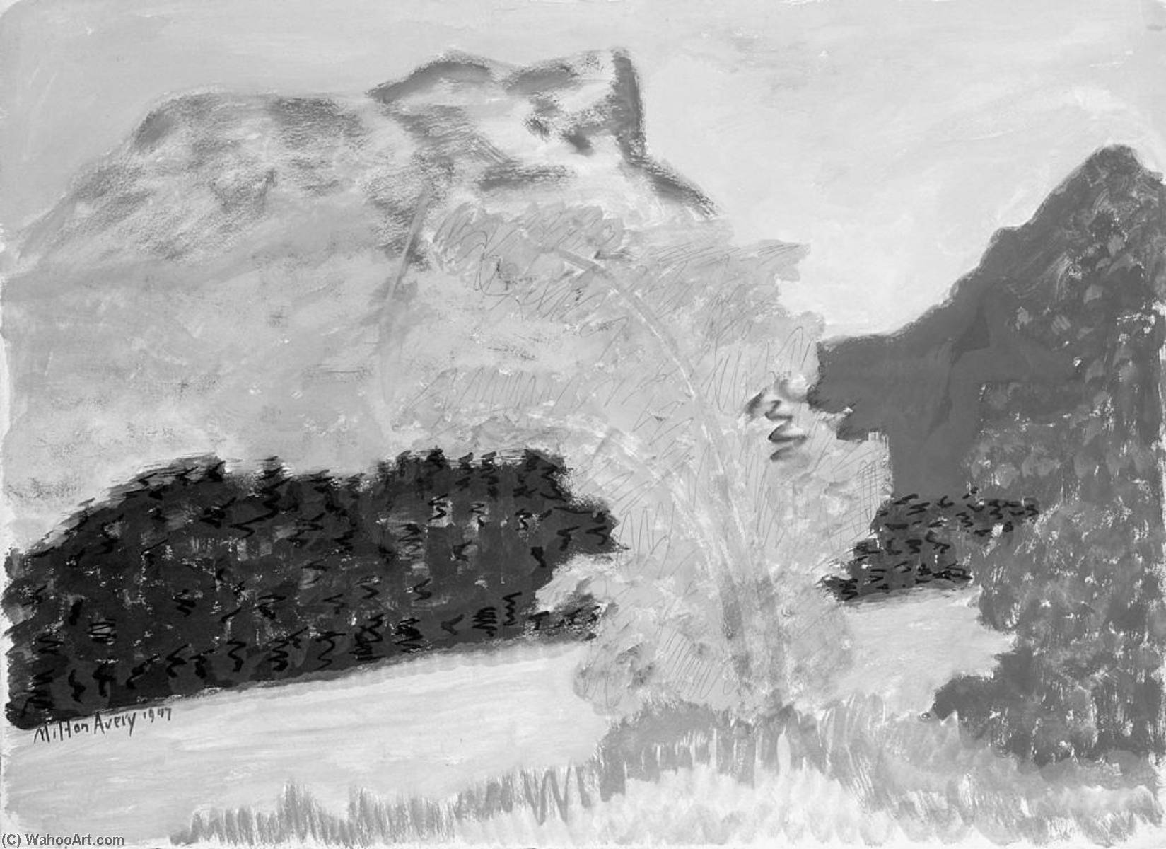 Dog And Rocks Verso Landscape With Trees — Milton Avery
