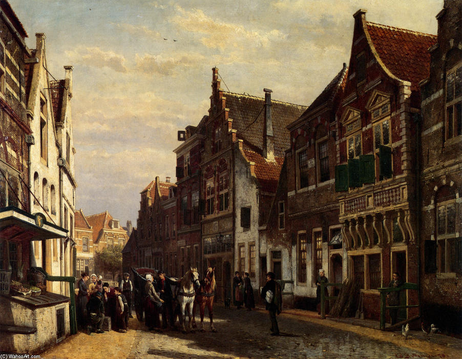 Oudewater Street At Summer — Cornelis Springer