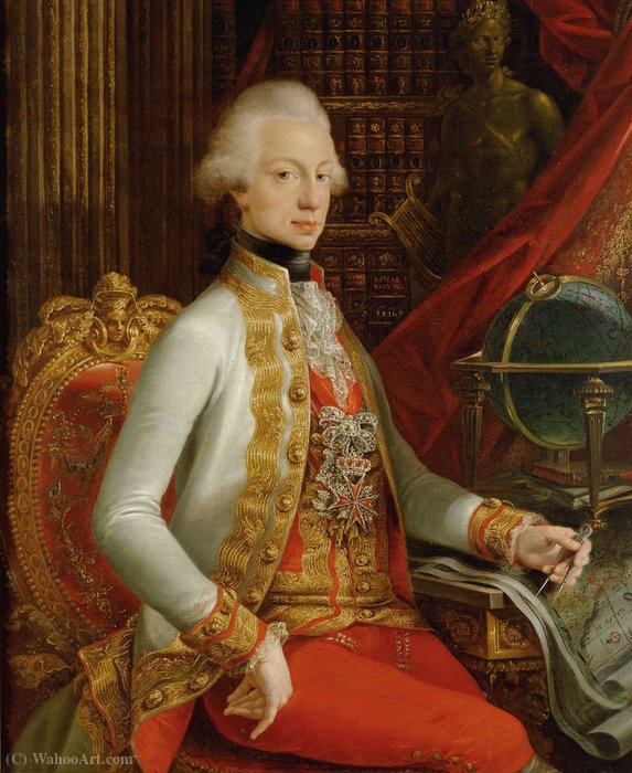 Portrait Of Ferdinand Iii, Archduke Of Austria And Grand Duke Of Tuscany Sitting In His Library — József Dorffmeister