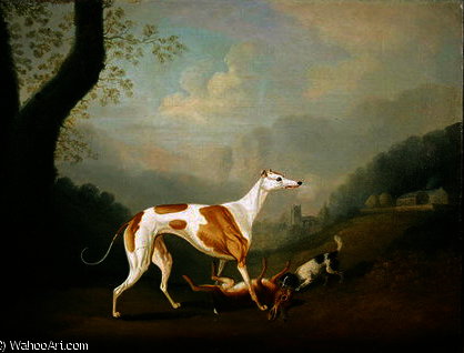 Greyhound With A Spaniel Puppy And Dead Hare — Daniel Gillespie Clowes