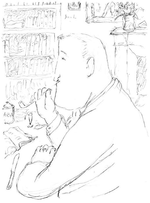 Guillaume Apollinaire In His Study — Mikhail Fiodorovich Larionov