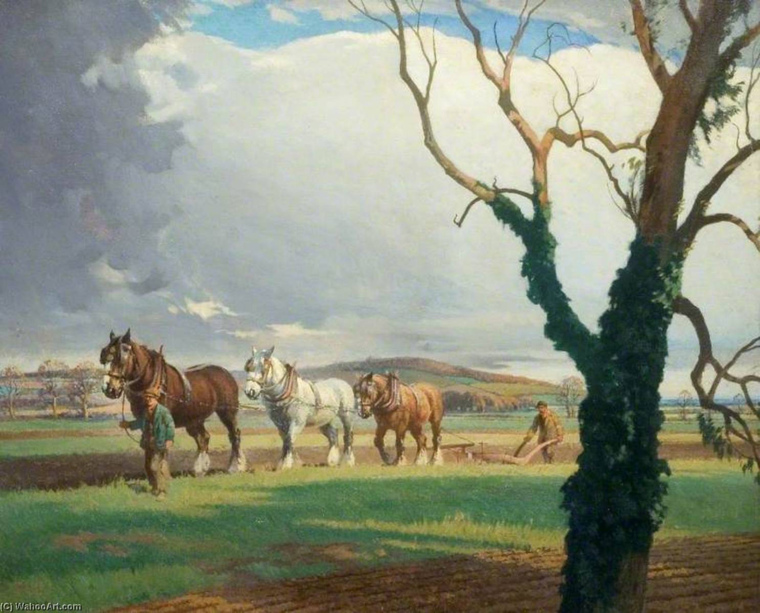 Ploughing On Sandy Heath — Ernest Herbert Whydale
