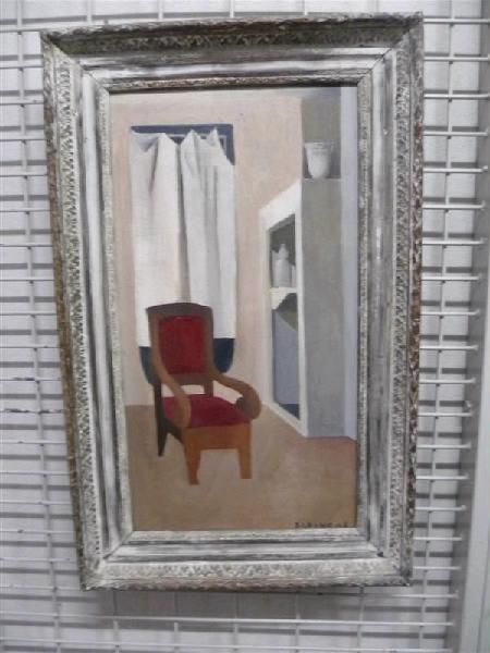 Le Fauteuil Rouge (recto) Paysage Urbain, Rivière Et Pont (verso) La Chambre — Lasne Jean
