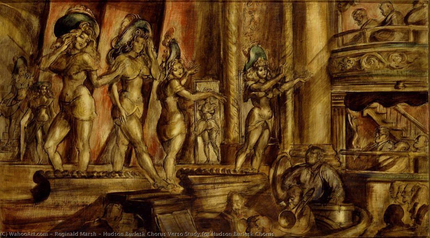 Hudson Burlesk Chorus Verso Study For Hudson Burlesk Chorus — Reginald Marsh