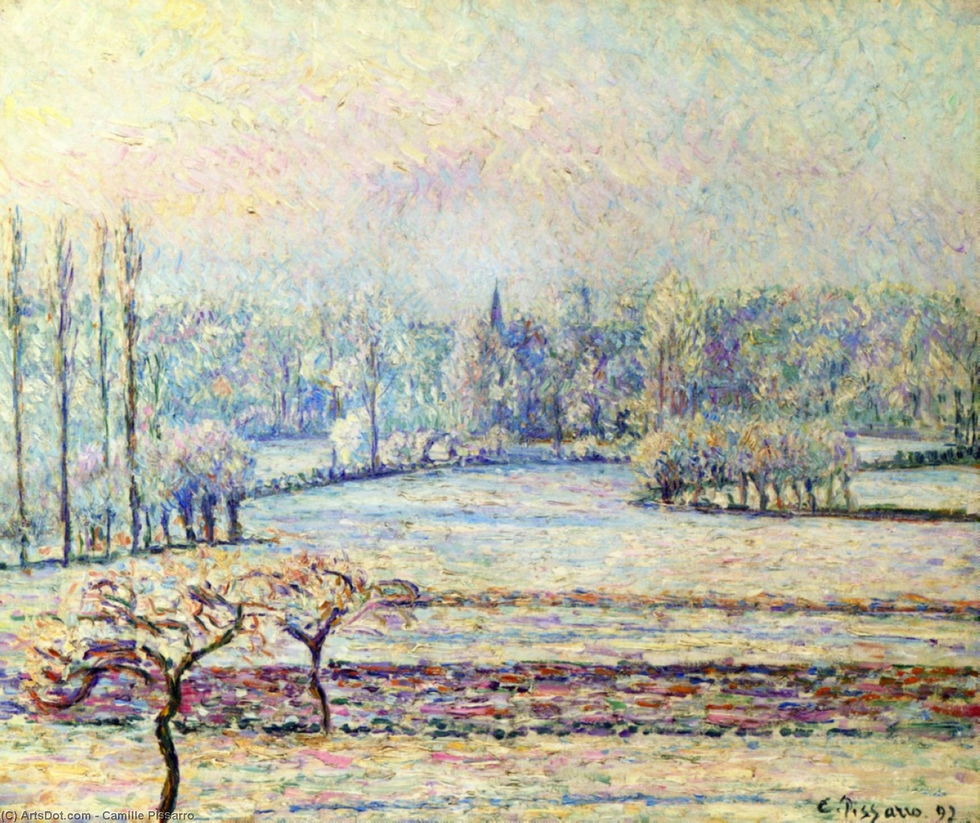 Ansicht Von Bazincourt, Frost, Morgens — Camille Pissarro