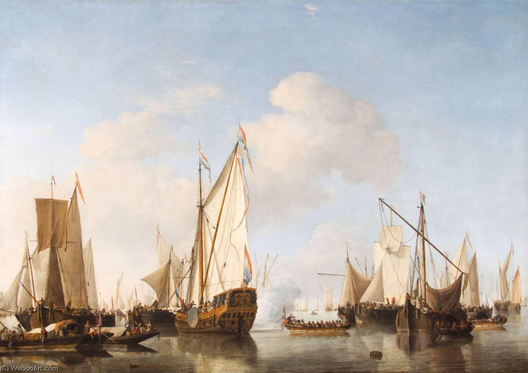 A States Yacht And Other Vessels In Light Air — Willem Van De Velde The Younger