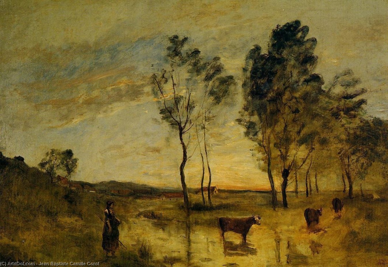 Le Gue (also Known As Cows On The Banks Of The Gue) — Jean-baptiste-camille Corot